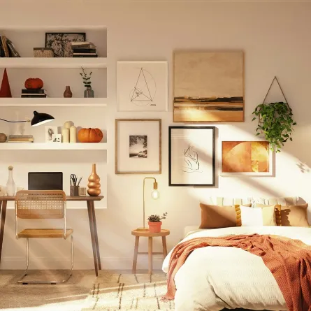 غرفة نوم جامعية جميلة بديكوراتها 