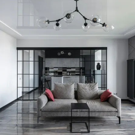 منطقة معيشة مفتوحة تتبع الطراز المينيمالي