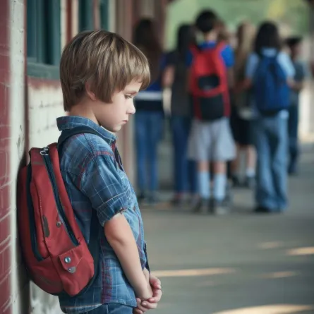 صورة تعبر عن طفل منبوذ من رفاق المدرسة