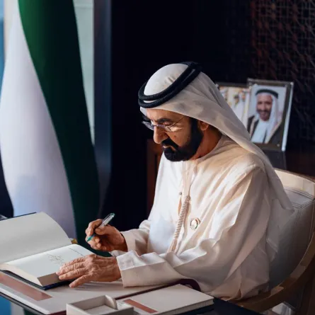 الشيخ محمد بن راشد آل مكتوم، نائب رئيس الدولة رئيس مجلس الوزراء حاكم دبي. الصورة من الحساب الرسمي لحاكم دبي على منصة x