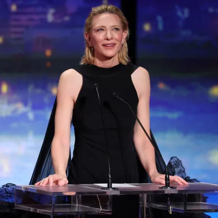 كيت بلانشيت Cate Blanchett، من مهرجان كان السينمائي 2025. مصدر الصورة: Sameer AL-DOUMY / AFP