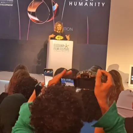 يسرا من المؤتمر الصحفي لمهرجان الجونة السينمائي- الصورة خاصة بسيدتي من تصوير سيد أحمد