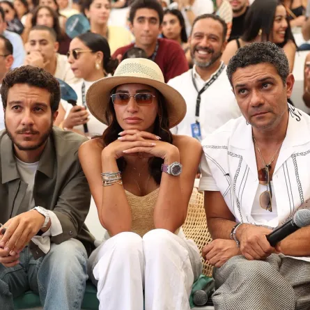 آسر ياسين ودينا الشربيني ونورالنبوي- الصورة من المركز الإعلامي للمهرجان