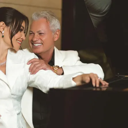 أروى جودة وزوجها - الصورة من مكتبها الصحفي