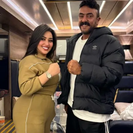 رحمة محسن وأحمد العوضي من كواليس مسلسل فهد البطل - الصورة من صفحتها على فيسبوك