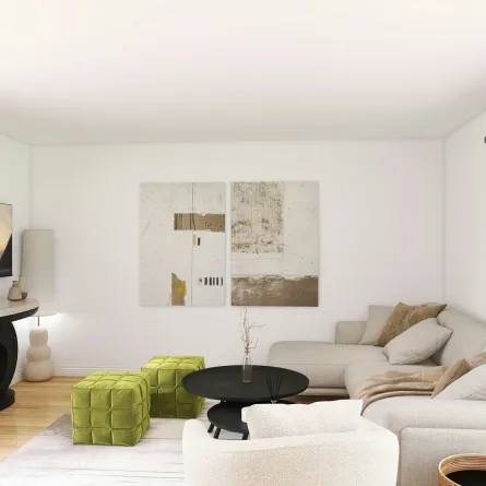 غرفة معيشة مودرن بيضاء