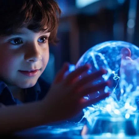 طفل منشغل بلعبة الذكاء الاصطناعي