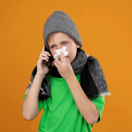 صورة لطفل مصاب بالانفلونزا