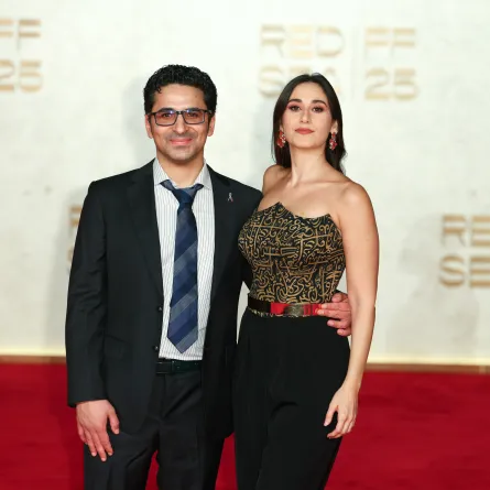 ماريا زريق  والمخرج سعيد زاغة -مصدر الصورة:Tim P. Whitby/Getty Images for The Red Sea International Film Festival)