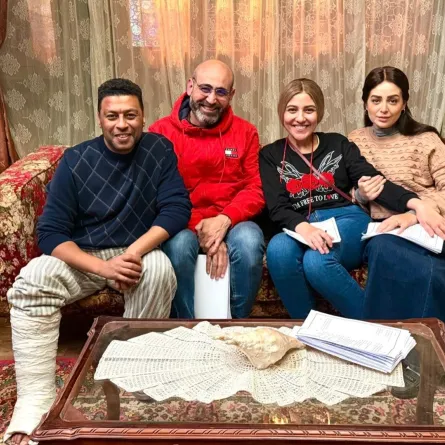 مي كساب وهبة مجدي والمخرج إبراهيم فخر ومحمد جمعة من كواليس نون النسوة - الصورة من صفحة محمد جمعة على فيس بوك