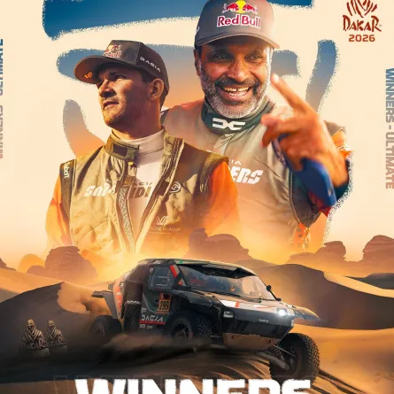 القطري ناصر العطية يفوز برالي داكار السعودية. الصورة من الحساب الرسمي لداكار على منصة x