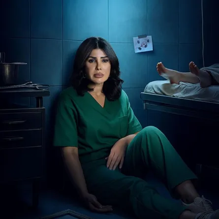 إلهام الفضالة على بوستر مسلسل أثر بارد- الصورة من صفحة منصة شاهد على إنستغرام