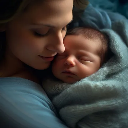 صورة لأم تحتضن مولودها الجديد