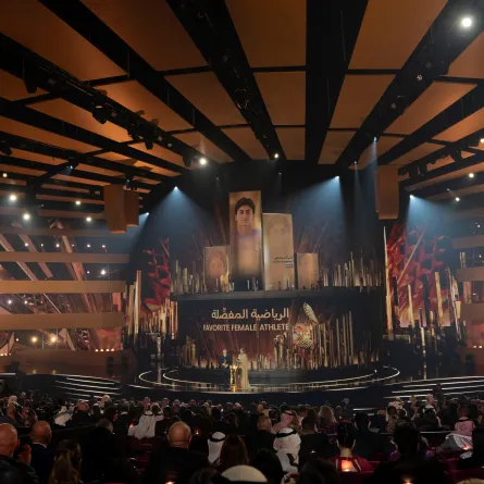 خلال الإعلان عن جائزة الرياضية المفضلة في حفل Joy Awards 2026 - الصورة من المكتب الإعلامي لهيئة الترفيه