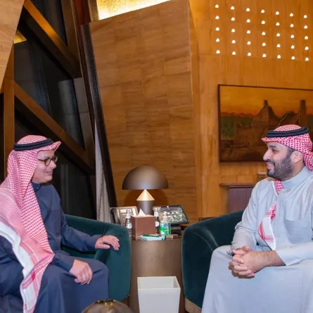 لقاء الأمير محمد بن سلمان، ولي عهد السعودية رئيس مجلس الوزراء والبروفيسور عمر ياغي - الصورة من وكالة الأنباء السعودية "واس"