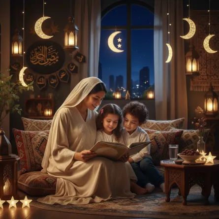 صورة أم تقرأ القصص لأطفالها