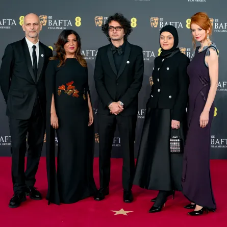 جيمس ويلسون، كوثر بن هنية، نديم شيخ روحه، وسام حمادة، وأوديسا راي من حفل بافتا 2026 - مصدر الصورة: Joe Maher/BAFTA/Getty Images for BAFTA