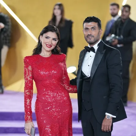 مي عمر وزوجها محمد سامي في حفل جوائز صناع الترفيه 2024 ( مصدر الصورة: Amal Alhasan/Getty Images for GEA)