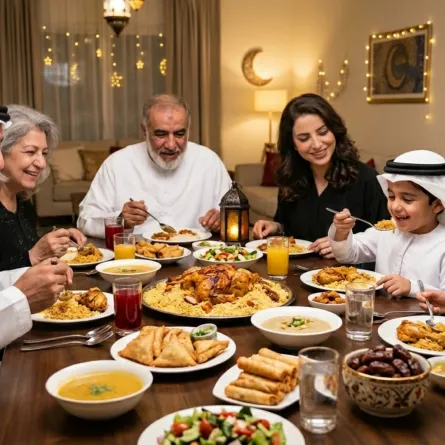 صورة عائلة مع الأطفال في رمضان