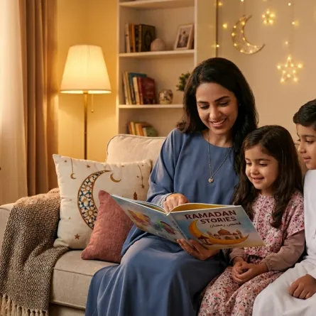 صورة أم تقرأ القصص لأطفالها
