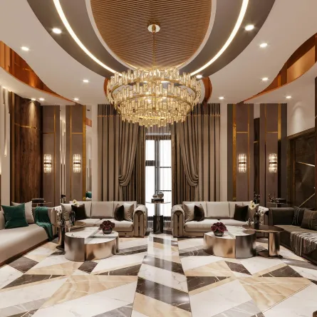 مجلس مصمم مع ثريا سقفية لم تعد دارجة