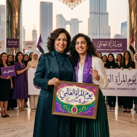 صورة أم وابنتها في يوم المرأة العالمي