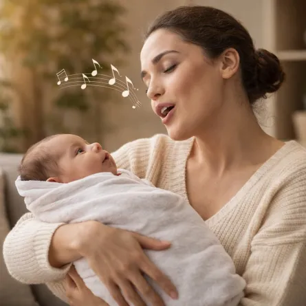 صورة لأم تغني لمولودها