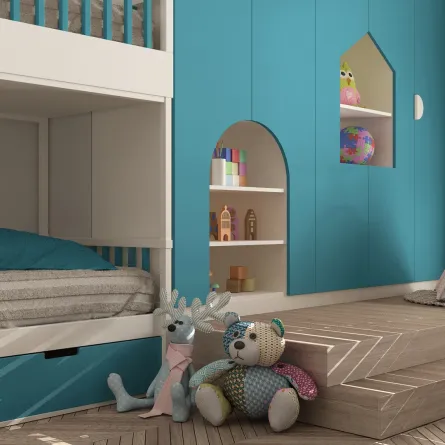 غرفة نوم زرقاء عائدة لطفل متوحد