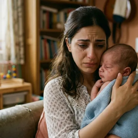 صورة أم تضم رضيعها