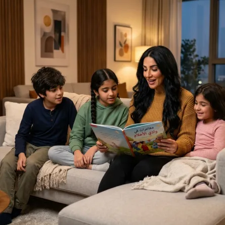 صورة أم تروي القصص لأبنائها