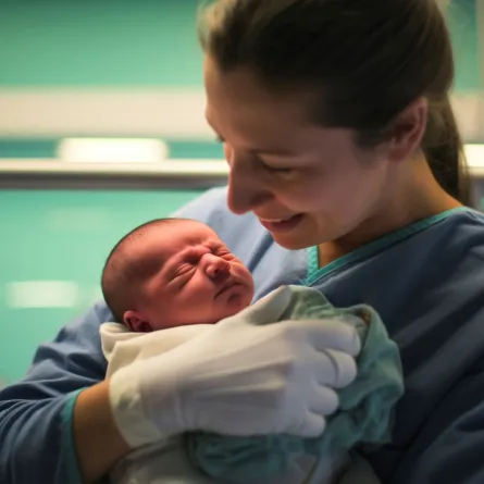 صورة تعبر عن سلامة المولود بعد الولادة باستخدام ابرة الظهر