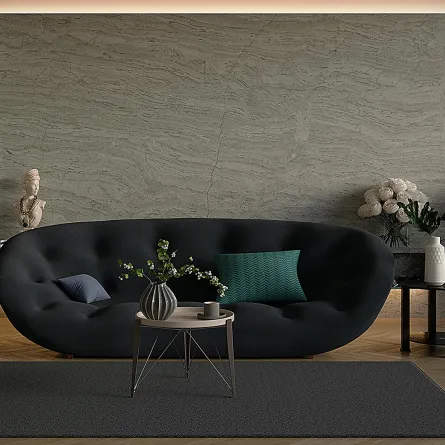 غرفة معيشة بديكور داكن عصري مع نباتات زينة 2026