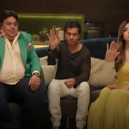 محمد محيي مع شيكو وميرنا جميل - الصورة من شاشة عرض مسلسل اللعبة