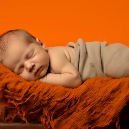 صورة لطفل رضيع ينام على بطنه