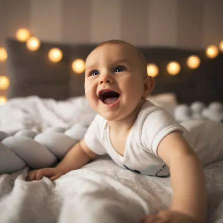 صورة لرضيع منقلب على بطنه