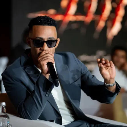 محمد رمضان من المؤتمر الصحفي لفيلم أسد  الصورة من المكتب الإعلامي