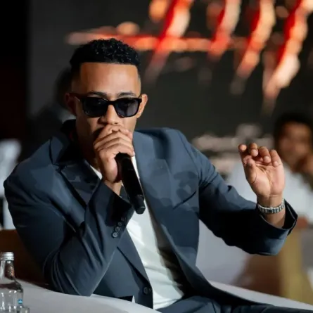 محمد رمضان من المؤتمر الصحفي لفيلم أسد الصورة من المكتب الإعلامي
