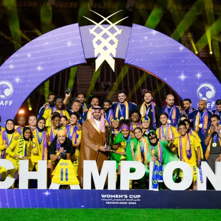  سيدات النصر يكتبن التاريخ بلقب كأس الاتحاد السعودي موسم 2025-2026 - (مصدر الصورة: حساب وزارة الرياضة على منصة إكس)