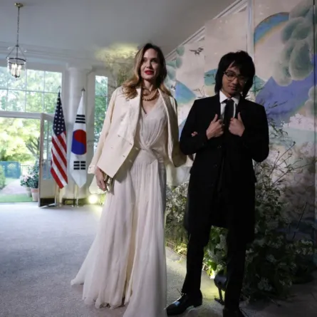 أنجلينا جولي وابنها مادوكس في واشنطن (Angelina Jolie and her son Maddox  in Washington). مصدر الصورة: DAnna Moneymaker/Getty Images/AFP