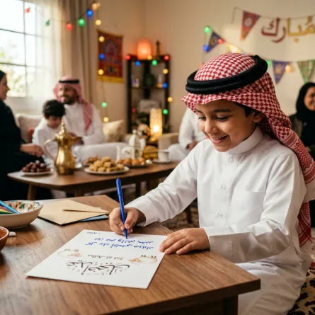 صورة طفل يكتب بطاقة