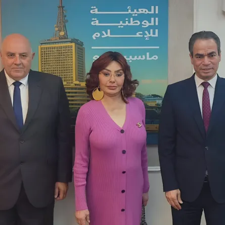 نبيلة عبيد مع أحمد المسلماني وعبد الرحمن بسيوني