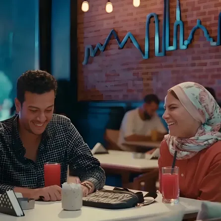 صبا مبارك وأحمد عبد الوهاب من ورد على فل وياسمين- الصورة من شاشة عرض المسلسل 