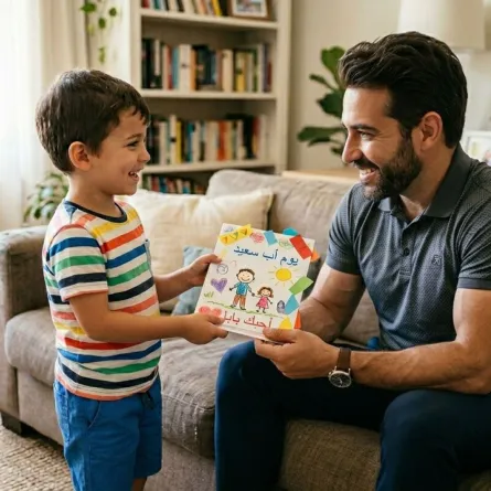 صورة طفل يقدم هدية لوالده