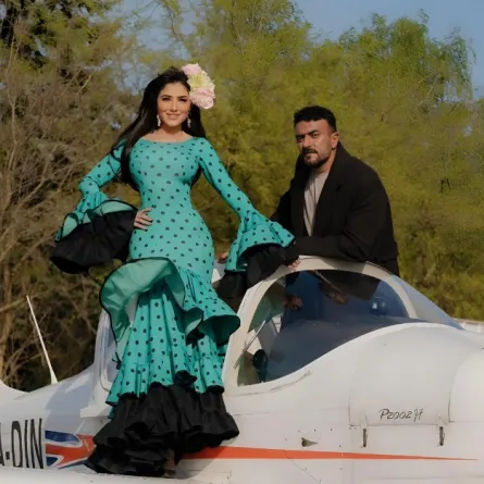 مي عمر وأحمد العوضي من كواليس شمشون ودليلة- الصورة من صفحة أحمد العوضي على فيسبوك