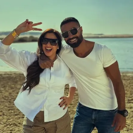 كريم فهمي وياسمين عبدالعزيز من كواليس مسلسل وننسى اللي كان- الصورة من حسابها على إنستغرام