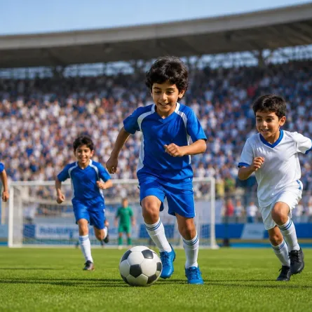 صورة لأطفال يلعبون كرة القدم في الملعب