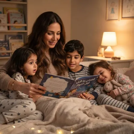 صورة أم تقرأ القصص 