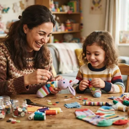 صورة ماذا يمكنك أن تصنعي باستخدام جوارب قديمة وأزرار للأطفال؟