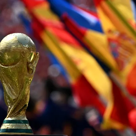 ظهور كأس العالم 2026 (FIFA World Cup ) قبل المباراة النهائية - مصدر الصورة:  Pedro UGARTE / AFP