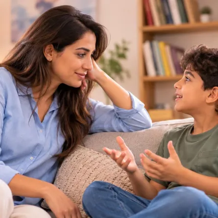 صورة لأم تحرص على نفسية طفلها